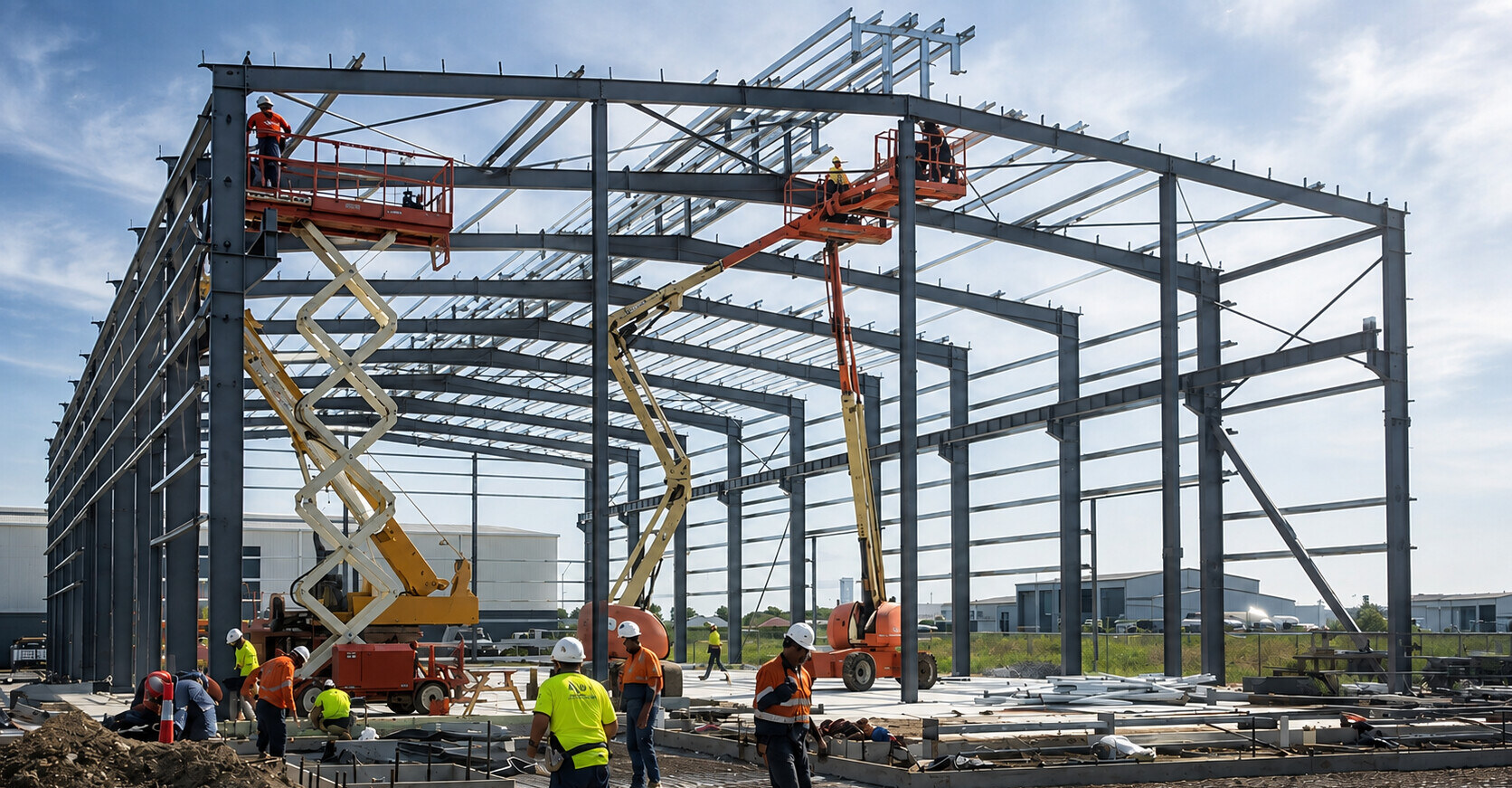 Construcción de nave industrial con estructura de acero